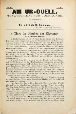 Am Ur-Quell : Monatschrift für Volkskunde. 6. 1896
