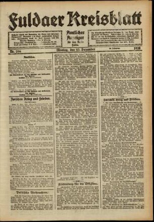 Ausgabe vom Montag, den 23. Dezember 1918.