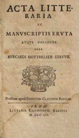 Acta Litteraria Ex Manvscriptis Ervta Atqve Collecta