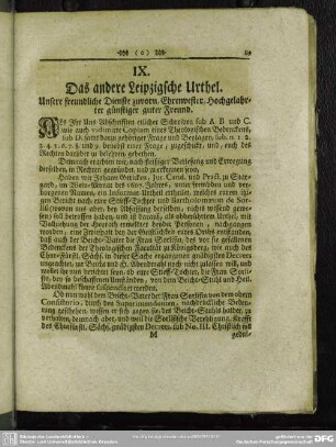 IX. Das andere Leipzigsche Urthel