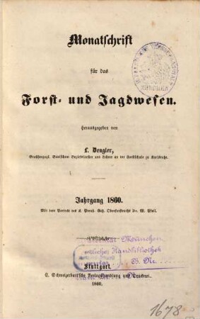Monatschrift für das Forst- und Jagdwesen. 1860