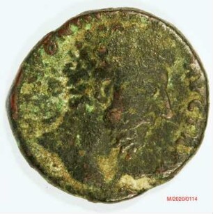 Römische Münze, Nominal As, Prägeherr Marc Aurel, Prägeort Rom, Original