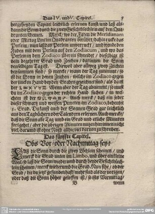 Das fünffte Capitel. Obs Vor- oder Nachmittag sey?