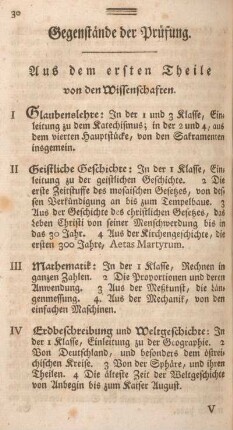 Gegenstände der Prüfung.