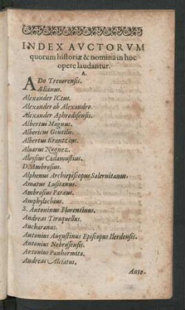 Index Auctorum quorum historiae & nomina in hoc opere laudantur.