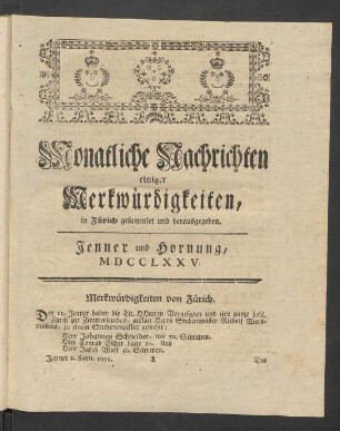 Jenner und Hornung, MDCCLXXV