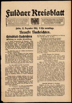 Ausgabe vom Donnerstag, den 31. Dezember 1914.