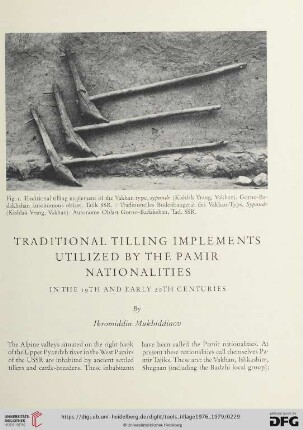 Traditional tilling implements utilized by the Pamir nationalities : in the 19th and early 20th centuries