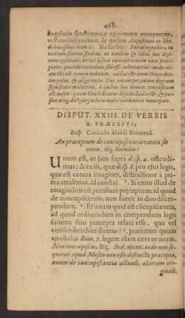 Disput. XXIII. De Verbis X. Praecepti, ...