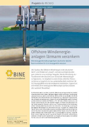 Offshore-Windenergieanlagen lärmarm verankern. Meerestaugliche Bohranlage kann das bisher übliche Rammverfahren für Gründungspfähle ersetzen.