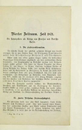 Vierter Zeitraum. Seit 1871