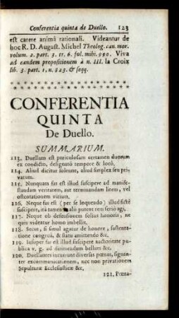 Conferentia Quinta De Duello