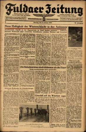 Ausgabe vom Montag, den 15. Januar 1945.