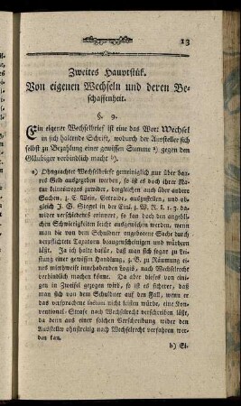 Zweites Hauptstük. Von eigenen Wechseln und deren Beschaffenheit.