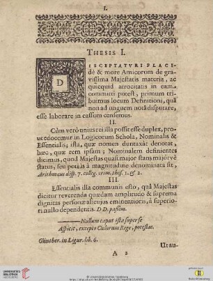 [Thesis I - XLIII]