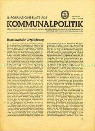 Informationsblatt der SED für Kommunalpolitik im Land Sachsen