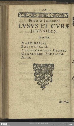 Friderici Taubmani Lusus et Curae ...