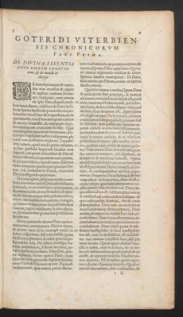 Gotfridi Viterbiensis Chronicorum Pars Prima.