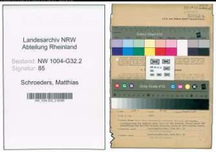 Entnazifizierung Matthias Schroeders , geb. 29.08.1905 (Steuerinspektor)