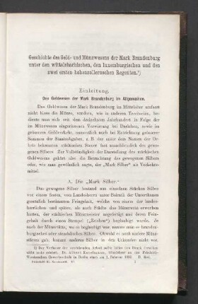 Geschichte des Geld- und Münzwesens der Mark Brandenburg unter den wittelsbachischen, den luxemburgischen und den zwei ersten hohenzollernschen Regenten