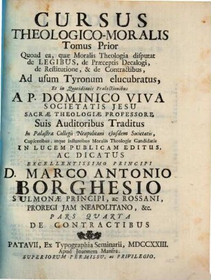 Cursus Theologico-Moralis Tomus ..., 4. De Contractibus