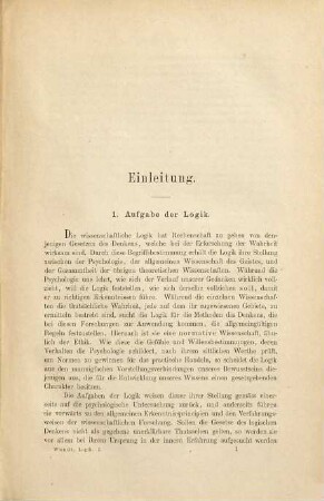 Logik : eine Untersuchung der Principien der Erkenntniss und der Methoden wissenschaftlicher Forschung, 1. Erkenntnisslehre