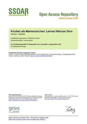 Kirchen als Markenzeichen: Lernort Mainzer Dom