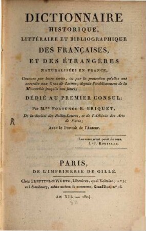 Dictionnaire historique, littéraire et bibliographique des Françaises