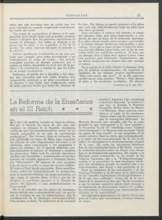La reforma de la enseñanza en el III Reich