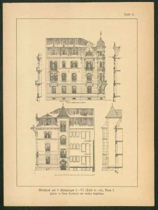 Miethaus mit 3 Wohnungen I-IV (Tafel 9-10), Blatt I