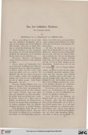 Aus den sächsischen Archiven, [3]: Goldschmiede des 16. Jahrhunderts am sächsischen Hofe
