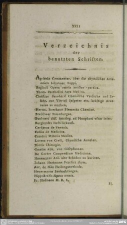 Verzeichnis der benutzten Schriften