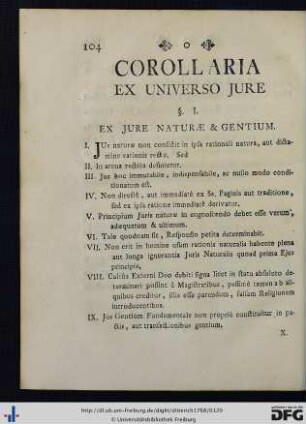 Corollaria Ex Universo Jure.
