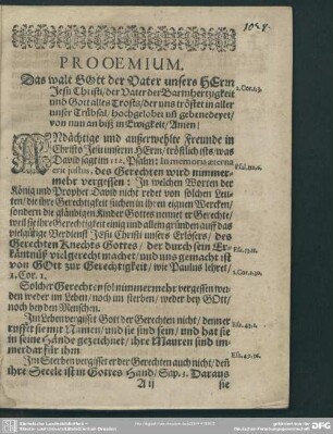 Leichenpredigt : Christliche Leichpredigt. Prooemium. Trostspruch. Exordium