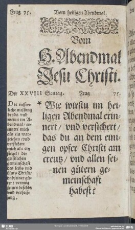 Vom H. Abendmal Jesu Christi