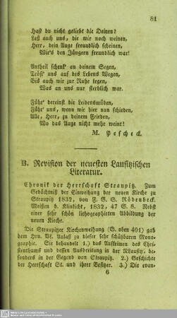 B. Revision der neuesten Lausitzischen Literatur