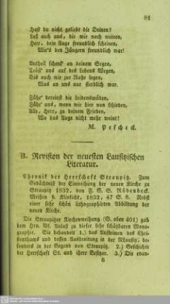 B. Revision der neuesten Lausitzischen Literatur