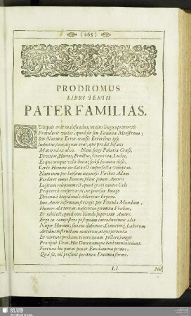 Prodromus Libri Tertii Pater Familias