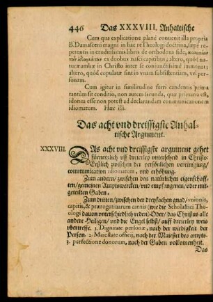 Das acht und dreissigste Anhaltische Argument.