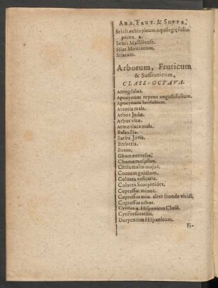 Arborum, Fruticum & Suffruticum, Class. Octava