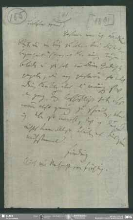 Eigenh. Brief von Friedrich von Schlegel an August Wilhelm von Schlegel, o.O., 1801