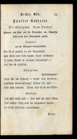 Fünfter Auftritt. Die Königinn. Dom Karlos