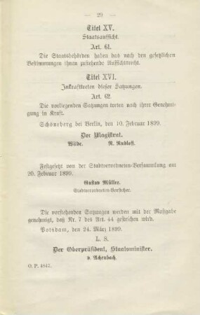 Titel XVI. Inkrafttreten dieser Satzungen