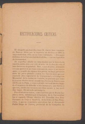 Rectificaciones críticas