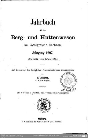 1907: Jahrbuch für das Berg- und Hüttenwesen in Sachsen