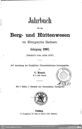1907: Jahrbuch für das Berg- und Hüttenwesen in Sachsen
