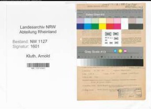 Entnazifizierung Arnold Kluth , geb. 19.05.1900 (Lehrer)