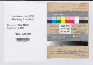Entnazifizierung Wilhelm Apitz , geb. 22.03.1887 (Kriminalrat)