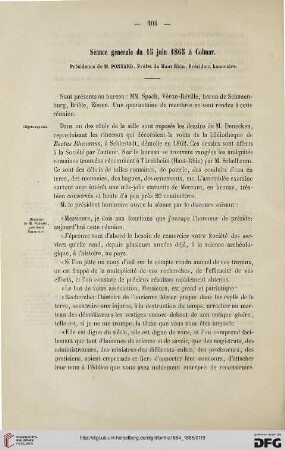 Séance générale du 15 juin 1865 à Colmar