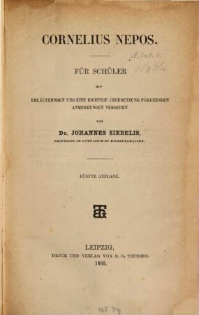 Cornelius Nepos : für Schüler